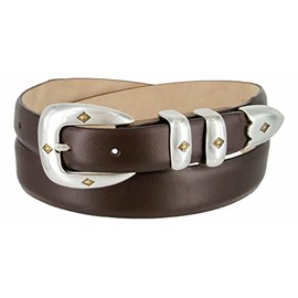 Tuscon Gold Men's Italian Calfskin Genuine Leather Designer Dress Belt 1-1/8"(30mm) taper down to 1"(25mm) wide (Smooth Brown, 38)