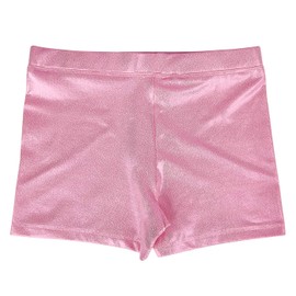 HDE - Pantalones cortos de gimnasia para niñas, pantalones cortos con purpurina, Destellos rosados, 10-12