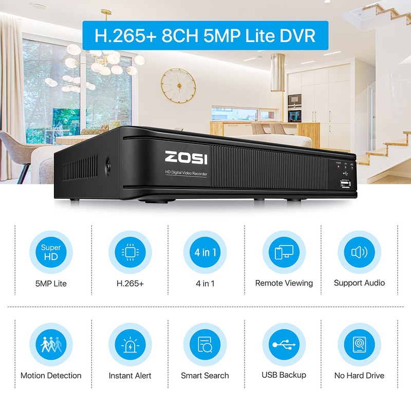 ZOSI H.265+ Full 1080p Home Security Camera System Outdoor Indoor,