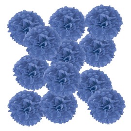 PATIKIL 4inch Tissue Paper Pom Poms, 12PCS Pom Poms Paper Flowers Ball Tissue Paper Flowers for Wedding Bridal Shower Birthday Bachelorette Party Backdrop Decoration, Navy Blue