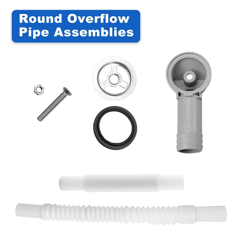 Bamyli 2-Piece Round Sink Overflow Kit, 250mm PP Tube, White,