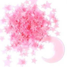 200 PCS Pink Glow in the Dark Stars Pink Stars for Ceiling Star Glows in the Dark Star Wall Stickers for Ceiling with 1 Big Moon for Women Room Decorations Gifts