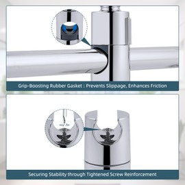 Hibbent Shower Head Holder Replacement - Universal Adjustable Hand Shower Holder with Hook for 18-25MM Hand Shower Rail Head Slider Clamp Holder Bracket,ABS Shower Holder,Chrome Plated