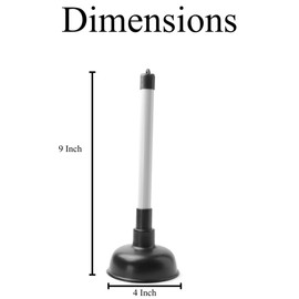 Drain Unblocker for Kitchen, Sink, Shower, & Floor Drains with 225mm (9 inch) Handle and 100mm (4 inch) Cup, Sink Plunger Kitchen Sink Unblocker Heavy Duty Unblocking Effective Tool, Black/White.