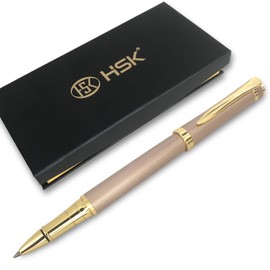 HSK Luxury Ballpoint Pens gift Pen Black Refill Line width 0.5mm,Best Ball Pen Gift Set for Men & Women Professional Executive,Office,Nice Pens Classy Gift Box (Gold)