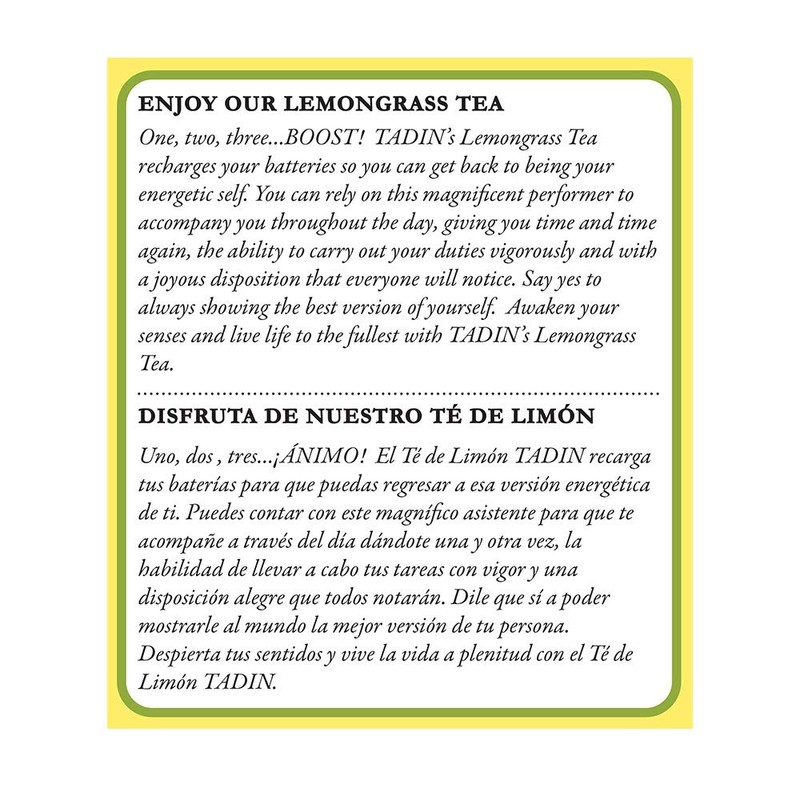 Lemongrass Lemon Tadin Tea - Te De Limon - Premium