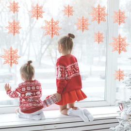 3D Pink Snowflake Hanging,12Pcs Christmas Snowflake Hanging with String for Winter Decorations,3 Size Glittery Foil Snowflake Pendant for New Year Birthday Party Wedding Holiday Home Supplies