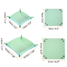 sourcing map 2pcs PU Leather Valet Tray Unisex Folding Small Catchall Tray Portable Entryway Table Tray Nightstand Bedside Desk Tray for Key Wallet Watch Coin Jewelry Dice, Blue Green