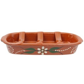 Hand-Painted Terracotta Rectangular Sausage Roaster, Made in Portugal