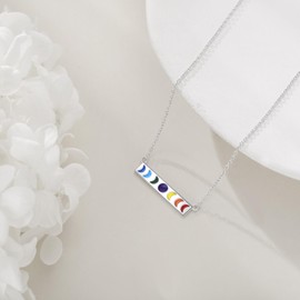 VONALA Moon Phase Necklace Sterling Silver Chakra Pendant Necklace Crescent Moon Jewelry Gifts for Women Girls