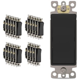 Thunderway 3 Way Decorator Light Switch- Matte Black Light On Off Switches,15 Amp 120V/277V Electrical Wall Power Switch, Self-Grounding, UL Listed, Residential Grade, 20 Pack