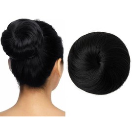 SARLA Black Hair Bun Extension Synthetic Drawstring Fake Ballet Bun for Women Girls Lady Updo Donut Chignon