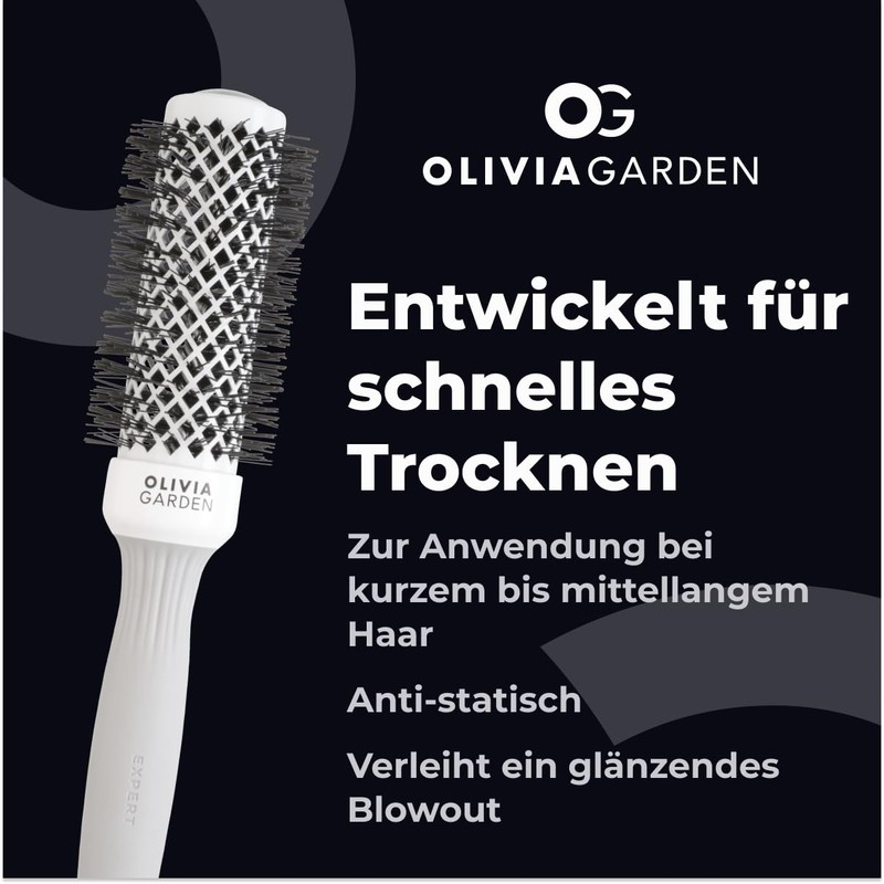 Olivia Garden - Expert Blowout Shine Hairbrush, White and Grey,