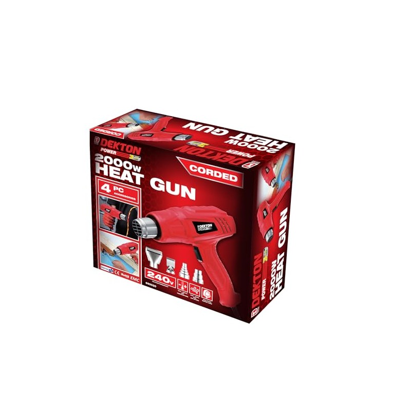 Dekton 2000W Heat Gun-Adjustable Temperature Control| Powerful Heat| Includes 3