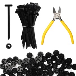 100pcs Nylon Universal Cable Tie Buckles, Nylon Multipurpose Self-Locking Zip Tie Holders with Pliers Suitable for Cars Motorcycles Daily Repair