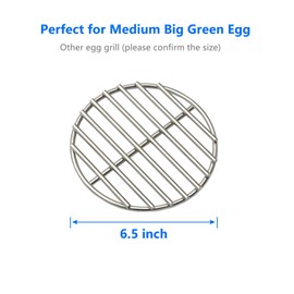 6.5" BBQ High Heat Stainless Steel Charcoal Fire Grate Fits for Medium Big Green Egg Fire Grate and Kamado Joe Grill Parts Charcoal Grate Replacement Accessories (6 1/2”)