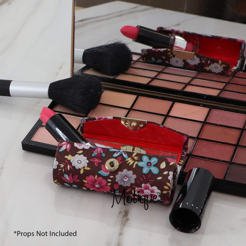 Motique Accessories Pattererned Floral Fabric Lipstick Case with Mirror for