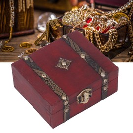 Wooden Treasure Chest, Retro Chinese Style Cedarwood Jewelry Box for Jewelry Files, Lightweight Portable Keepsake Box