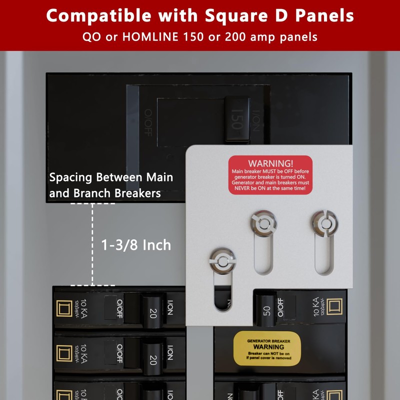 Generator Interlock Kit Compatible with Square D QO & Homeline