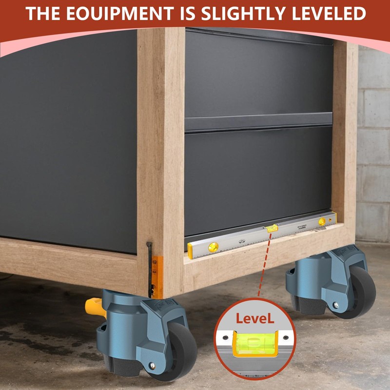 Leveling Casters with Upgraded Ratchet Handle Design,360 Degree Swivel Castor