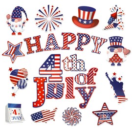 Happy 4th of July Bulletin Board Decorations Set 48Pcs Patriotic Sticker with 50 Glue Dots Independence Day Theme Party Decor for Home School Classroom Door Chalkboard Wall Poster