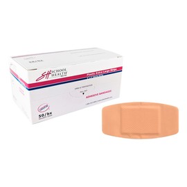 School Health - Adhesive Bandages, Comfortable Form-Fitting Protection & Wound Care for Cuts and Scrapes, Premium Adhesive Stays Secure with Movement, Extra-Large Plastic Bandages, 2" X 4" 50/Box
