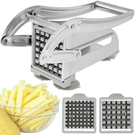 Fulasun French Fry Cutter Stainless Steel Potato Chipper Fast Cutting Potato Chip Cutter with 36/46 Holes Blades Manual Food Slicer Dicer Multifunction Vegetable Fruit Chipper for Potato Onion