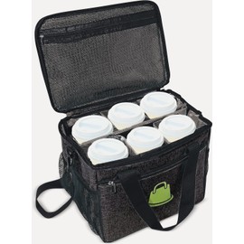 Good E’s Reusable 6 Cups Insulated Beverage Bag, Portable Cooler Tote with 5 Divider, Shoulder Strap & Side Pockets, Drink Caddy Cup Holder Carrier for Delivery,Insulated Picnic Bag (Black) (Black)