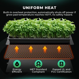 MARS HYDRO Seedling Heat Mat with Control 10''x 20.75'' Heating Mat IP67 Waterproof, Easy to Clean, for Seedling, Germination, Clone, Reptile