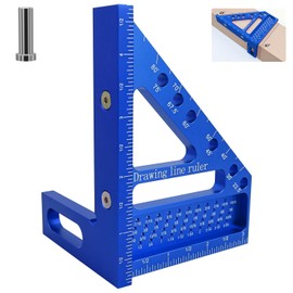 Upgraded 3D Multi-Angle Square Carpenter Ruler, Hole Scribing Woodworking Ruler 22.5-90 Degree, Accurate Sturdy Aluminum Alloy Carpenter Square