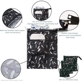 3 Bolsa para Ropa Mojada, Bolsas Húmedas Secas para Pañales de Tela de Bebé, Bolsa Impermeable Multiusos para Bebé para Ropa Sucia, Viajes, Playa