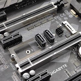 NFHK NGFF Key B+M PCI Express to SATA 3.0 6Gbps Dual Ports Vertical Adapter Converter Hard Drive Extension Card JMB582 2280