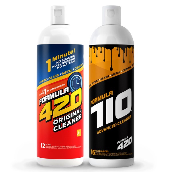 Formula 420 / Formula 710 Variety Pack : 1 Original Glass Metal Ceramic Cleaner 12 Oz. & 1 Formula 710 Advanced Cleaner 16oz (2 Bottles Total)