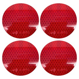 [ALL STAR TRUCK PARTS] 3" Inch Round DOT-SAE Amber/Red High Visibility Reflective Strong Stick-On Prism Reflector Weatherproof Trailer Camper RV Flatbed Fender Property Boat Marine (Red, Qty 4)