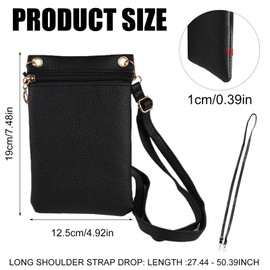Handytasche zum Umhängen Schwarz,Handytasche mit Geldbörse zum Umhängen,PU Leder Handy Umhängetasche,Handyumhängetaschen Damen,Schultergurt Handytasche Damen,für Einkaufen,Verabredungen,Spaziergänge