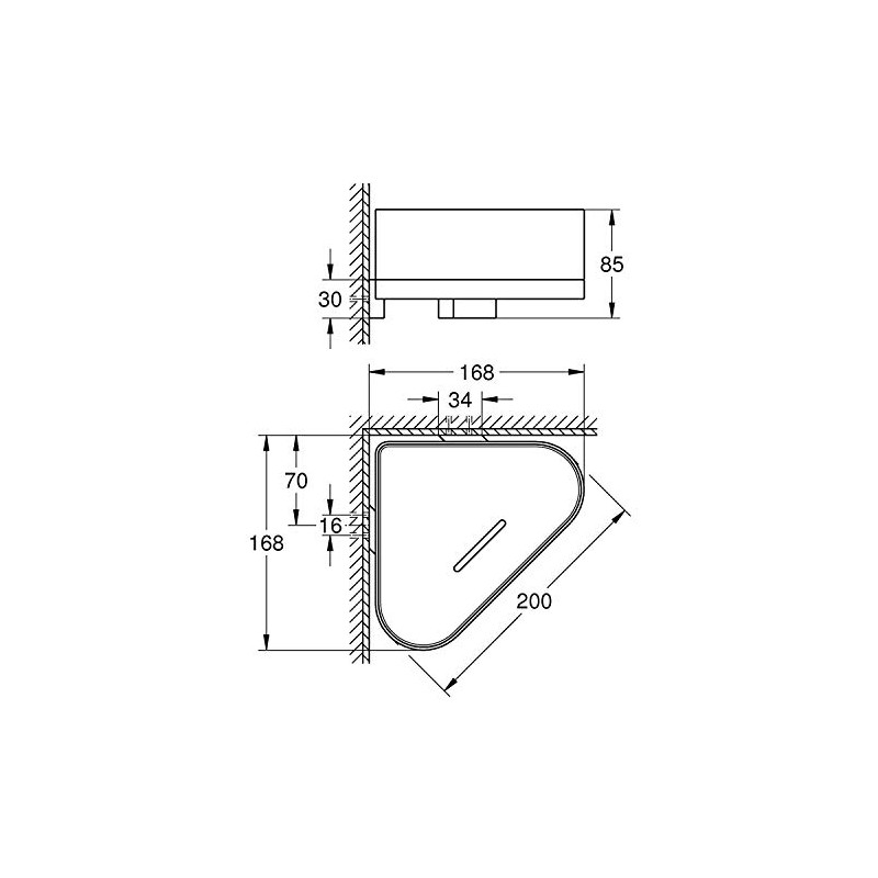GROHE Selection Corner Shower Tray with Holder Chrome 41038000