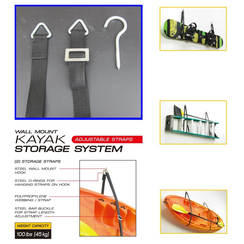 FITOOL Kayak Storage System, Canoes Wall Rack Holders, Adjustable Storage