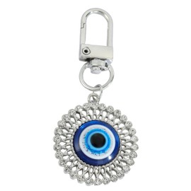 BlingNuts Evil Eye Gold Round Keychain for Women Car Key Ring Bag Purse Good Luck Amulet Protection Charm Birthday Family