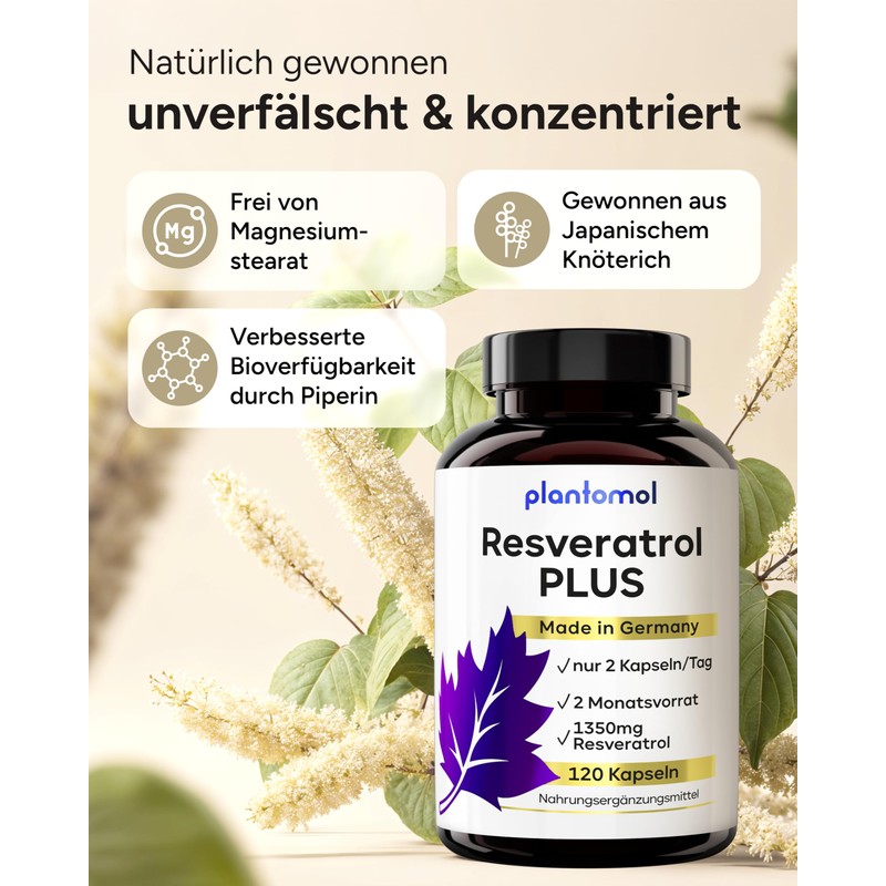 Trans Resveratrol Capsules 1350mg - 120x Resveratrol High Dose -