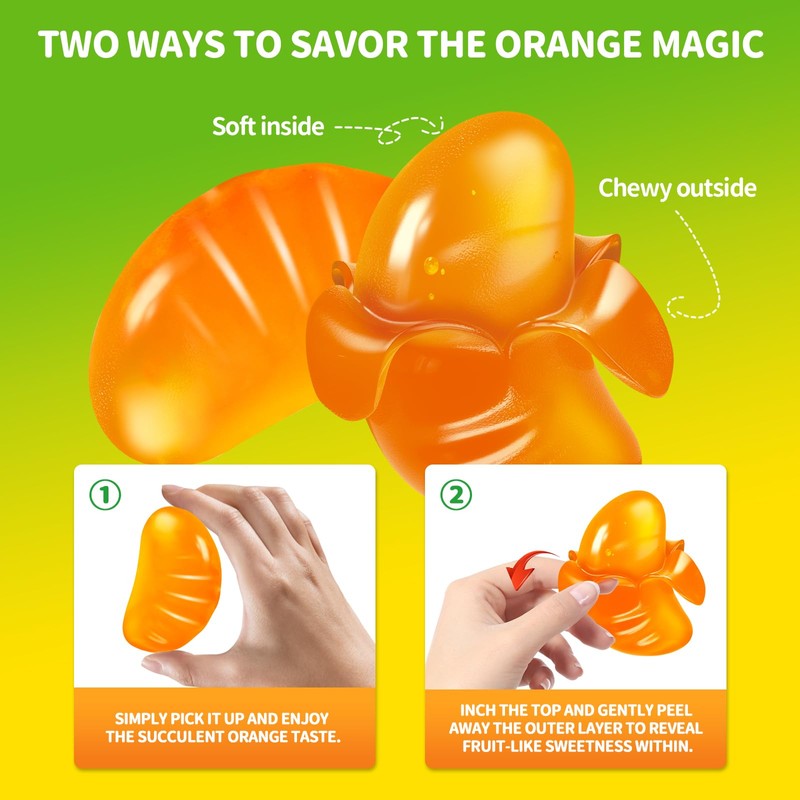 Amos 4D Gummy Peelable Orange Candy, Peelerz Gummy Orange, Fruit
