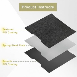 Bambu Lab H2C/A2L PEI liso + placa de construcción PEI texturizada de 335 x 346,5 mm, cama flexible magnética de acero con resorte de doble cara para 