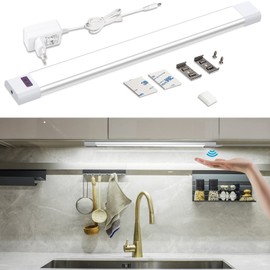 WOBANE Under-Unit Light Kitchen LED Dimmable, Bright Light Strip with Non-Contact Sensor, LED Kitchen Lighting Under-Unit, Cool White Base Cabinet Lighting for Cupboard, Shelves, Workbench, Wardrobe