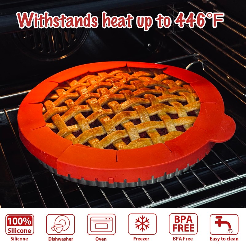 Webake Pie Crust Protector Shield Adjustable Pie Crust Shield Fits