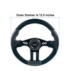 Huskey 12.5" Trooper Golf Cart Steering Wheel Black Spokes &