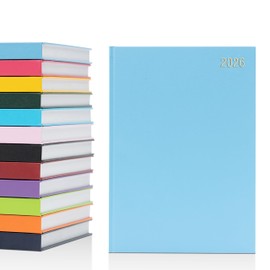evelay 2026 Diary A4 A5 Day to Page Hardback Full Year Planner Organiser Journal (A5 Page a Day, Sky)