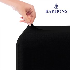 BARBONS Fitted Sheet 140 x 200 cm - 100% Cotton Fitted Sheet, Oeko-Tex Certified, Jersey Bed Sheet, Fitted Sheet, Mattress Height up to 25 cm (Black - 140 x 200)
