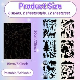 CREATCABIN 12 Sheets 6 Styles Forest Animals Mason Jar Decals Wildlife Stickers Die Cuts Silhouettes Self-Adhesive PVC Waterproof for Craft Scrapbook Lantern Jars Wall Window Glass Phones 7.8x5.9Inch