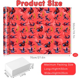5 Sheets Spider Wrapping Paper, 70cm x 50cm Premium Theme Gift Wrapping Paper, Themed Birthday Wrapping Paper Boys Girls Designed for Birthday Gift, Theme Party Gift