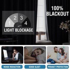 H.VERSAILTEX 100% Blackout Curtains for Bedroom Thermal Insulated Full Blackout Curtains for Living Room Energy Efficiency Window Drapes with Black Liners 1 Panel, 52x84 Inch, Stone Blue