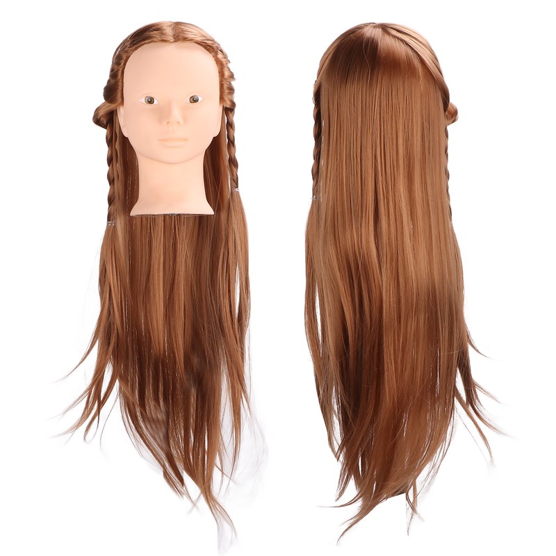 Long Hair Mannequin Head Light Brown Hairdresser Practice Training Head
